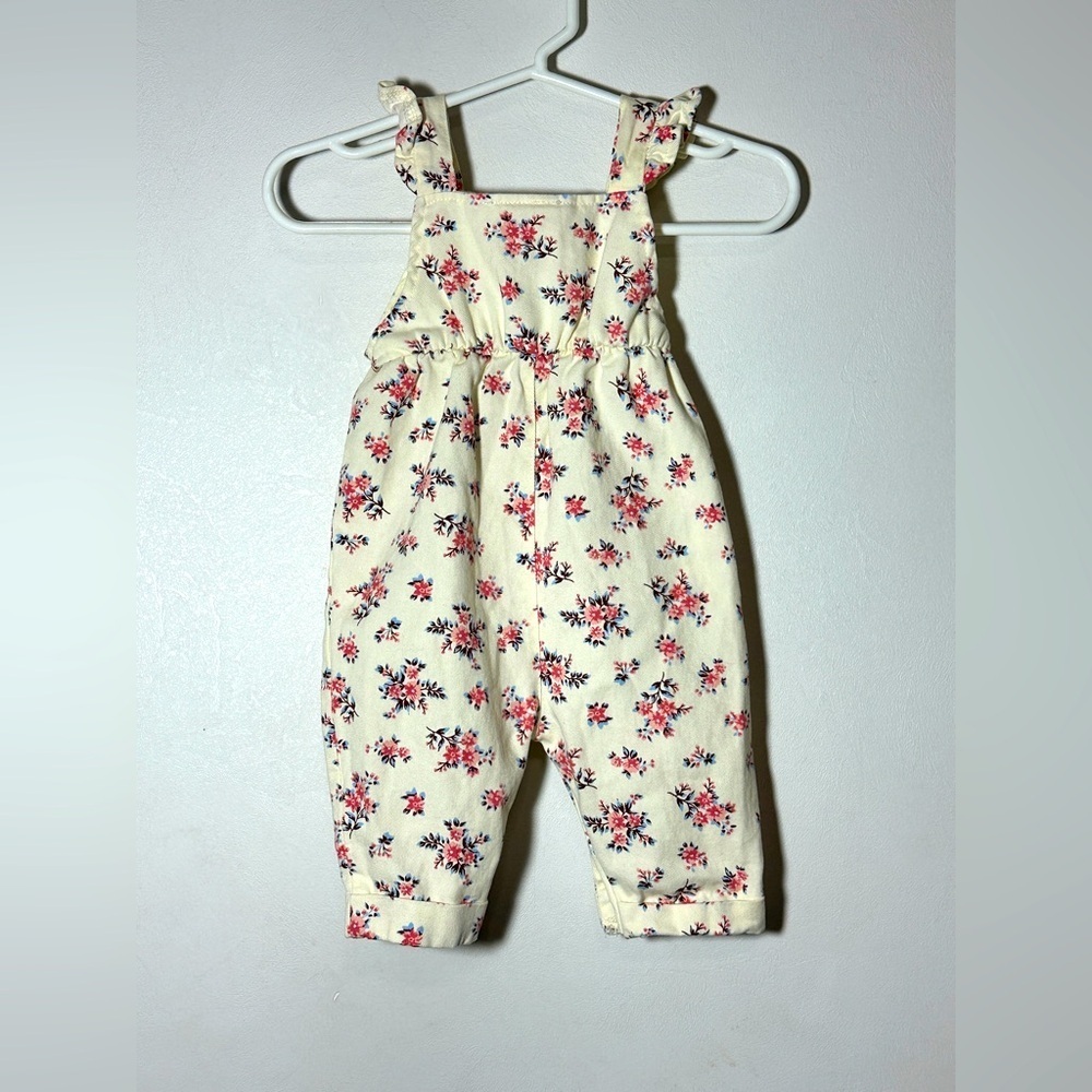 Floral Cream Kids Overalls 100% Cotton Size 3-6 months